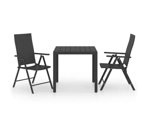 3-Osaline Aia Söögimööbli Komplekt, Must