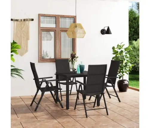 5-Daļīgs Dārza Mēbeļu Komplekts, Melns Vidaxl