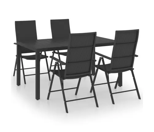 5-Daļīgs Dārza Mēbeļu Komplekts, Melns Vidaxl