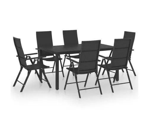 7-Daļīgs Dārza Mēbeļu Komplekts, Melns Vidaxl