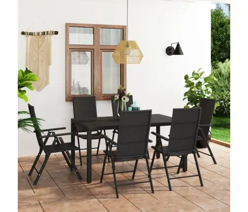 7-Daļīgs Dārza Mēbeļu Komplekts, Melns Vidaxl