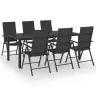 7-Osaline Aia Söögimööbli Komplekt, Must