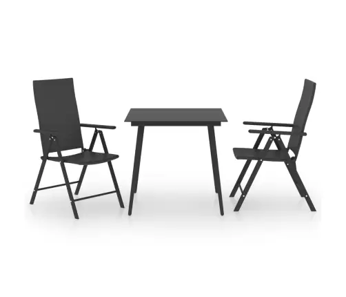 3-Osaline Aiamööbli Komplekt, Must