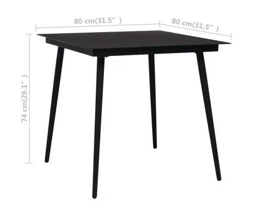 3-Osaline Aiamööbli Komplekt, Must