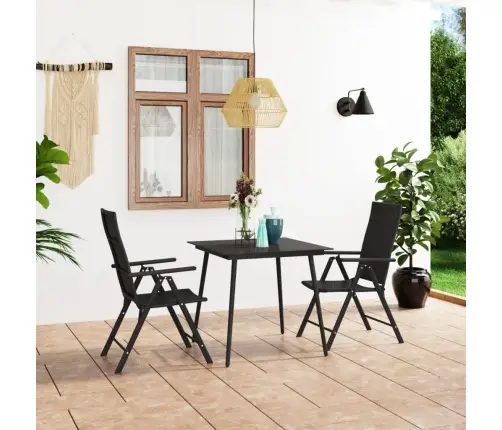 3-Osaline Aiamööbli Komplekt, Must