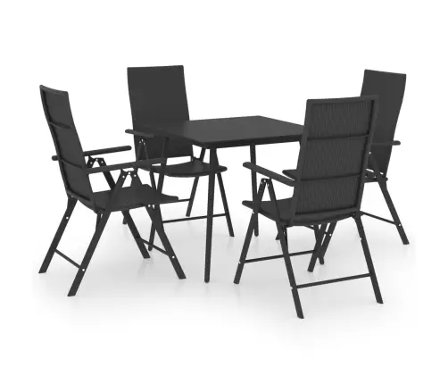 Sodo Valgomojo Baldų Komplektas, 5 Dalių, Juodos Spalvos