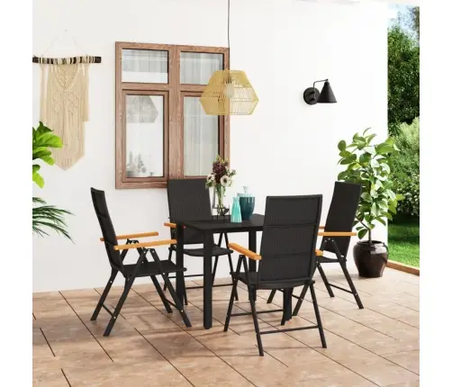 5-Osaline Aiamööblikomplekt, Must Ja Pruun