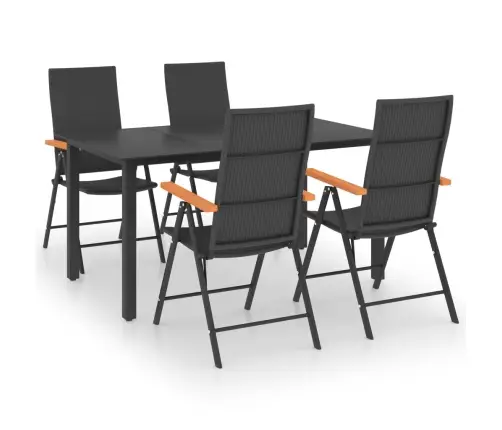 5-Daļīgs Dārza Mēbeļu Komplekts, Melns Ar Brūnu Vidaxl