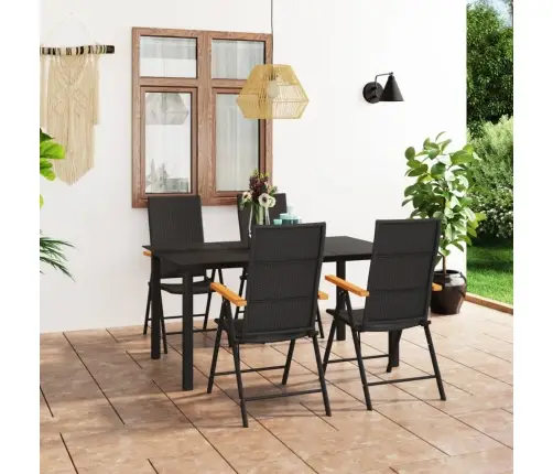 5-Daļīgs Dārza Mēbeļu Komplekts, Melns Ar Brūnu Vidaxl