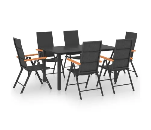 7-Daļīgs Dārza Mēbeļu Komplekts, Melns Ar Brūnu Vidaxl