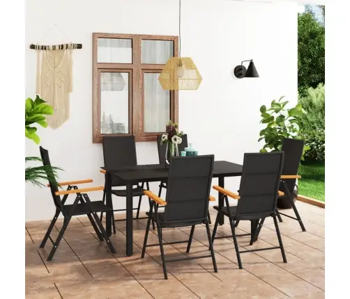 7-Daļīgs Dārza Mēbeļu Komplekts, Melns Ar Brūnu Vidaxl
