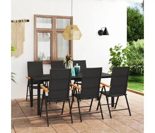 7-Daļīgs Dārza Mēbeļu Komplekts, Melns Ar Brūnu Vidaxl