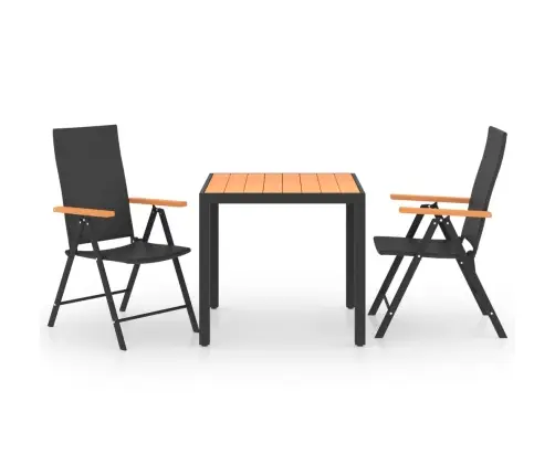 3-Daļīgs Dārza Mēbeļu Komplekts, Melns Ar Brūnu Vidaxl