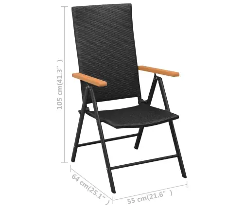 3-Daļīgs Dārza Mēbeļu Komplekts, Melns Ar Brūnu Vidaxl