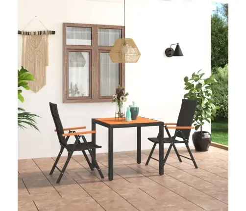 3-Daļīgs Dārza Mēbeļu Komplekts, Melns Ar Brūnu Vidaxl