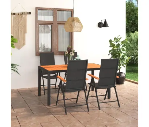5-Daļīgs Dārza Mēbeļu Komplekts, Melns Ar Brūnu Vidaxl