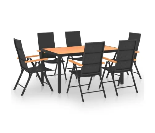 7-Daļīgs Dārza Mēbeļu Komplekts, Melns Ar Brūnu Vidaxl