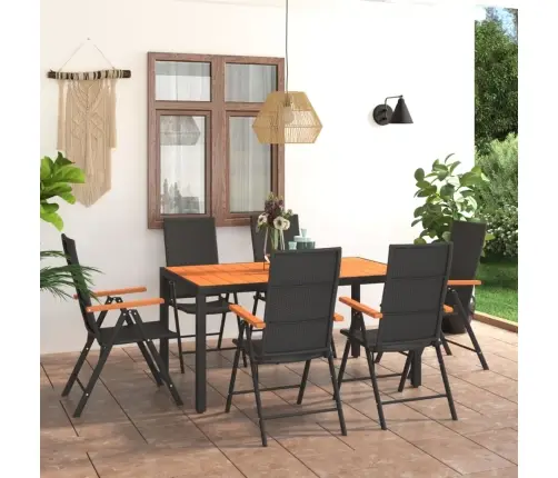 7-Daļīgs Dārza Mēbeļu Komplekts, Melns Ar Brūnu Vidaxl