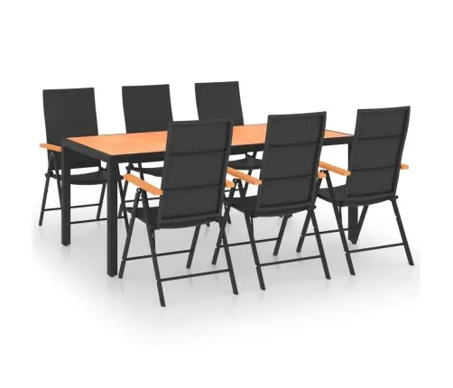 Sodo Valgomojo Komplektas, 7 Dalių, Juodos Ir Rudos Spalvos