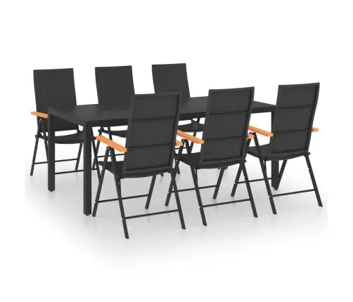 Sodo Valgomojo Komplektas, 7 Dalių, Juodos Ir Rudos Spalvos