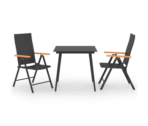 3-Daļīgs Dārza Mēbeļu Komplekts, Melns Ar Brūnu Vidaxl