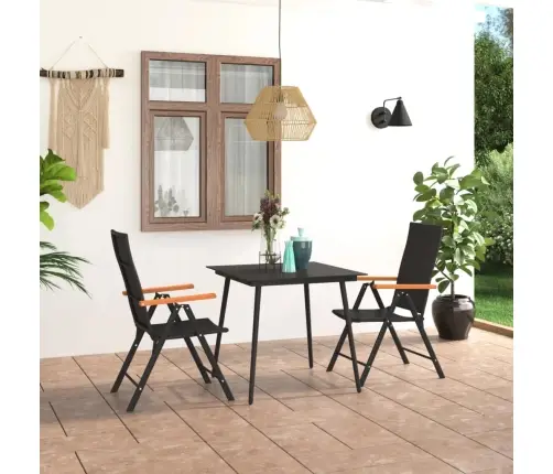 3-Daļīgs Dārza Mēbeļu Komplekts, Melns Ar Brūnu Vidaxl