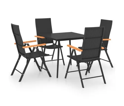 5-Daļīgs Dārza Mēbeļu Komplekts, Melns Ar Brūnu Vidaxl