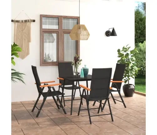 5-Daļīgs Dārza Mēbeļu Komplekts, Melns Ar Brūnu Vidaxl