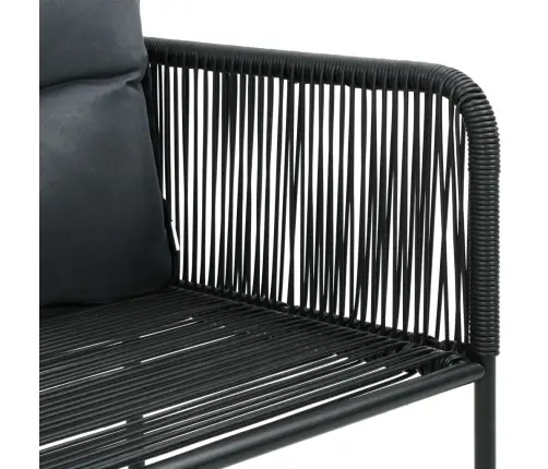 5-Osaline Aiamööblikomplekt, Pvc-Rotang, Must