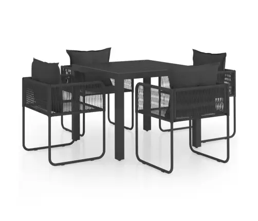 5-Daļīgs Dārza Mēbeļu Komplekts, Pvc Rotangpalma, Melns Vidaxl