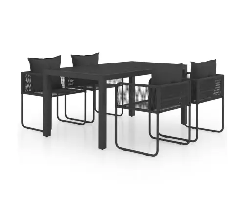 5-Daļīgs Dārza Mēbeļu Komplekts, Pvc Rotangpalma, Melns Vidaxl