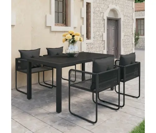 5-Daļīgs Dārza Mēbeļu Komplekts, Pvc Rotangpalma, Melns Vidaxl