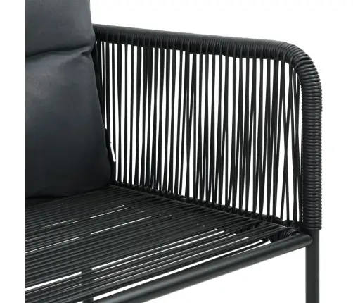 7-Osaline Aiamööblikomplekt, Pvc-Rotang, Must