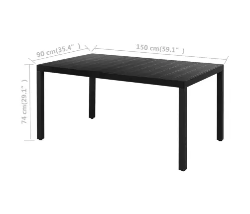 7-Osaline Aiamööblikomplekt, Pvc-Rotang, Must