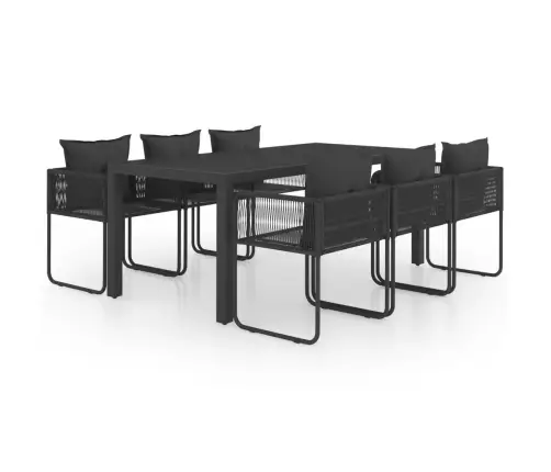 7-Osaline Aiamööblikomplekt, Pvc-Rotang, Must