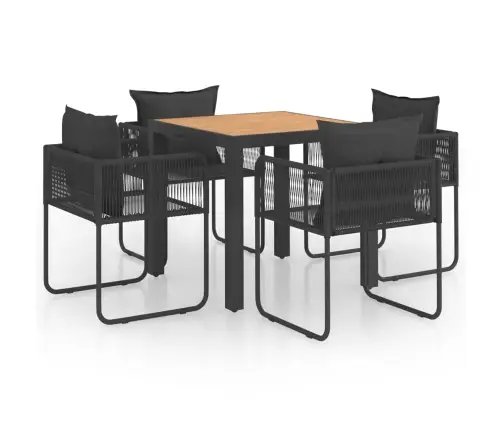 5-Osaline Aiamööblikomplekt, Pvc-Rotang, Must Ja Pruun