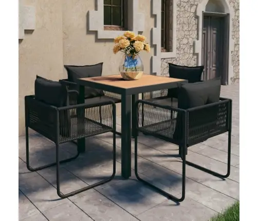 5-Osaline Aiamööblikomplekt, Pvc-Rotang, Must Ja Pruun