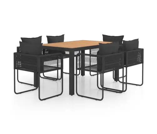 7-Daļīgs Dārza Mēbeļu Komplekts, Pvc Rotangpalma, Melns, Brūns Vidaxl