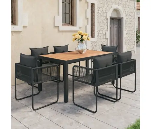 7-Daļīgs Dārza Mēbeļu Komplekts, Pvc Rotangpalma, Melns, Brūns Vidaxl