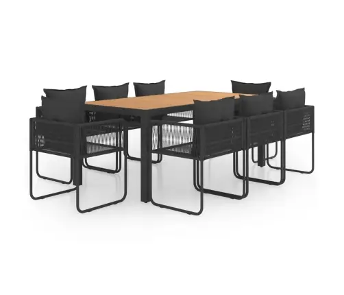 9-Osaline Aiamööblikomplekt, Pvc-Rotang, Must Ja Pruun