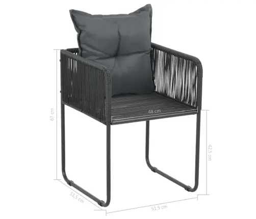 9-Osaline Aiamööblikomplekt, Pvc-Rotang, Must Ja Pruun