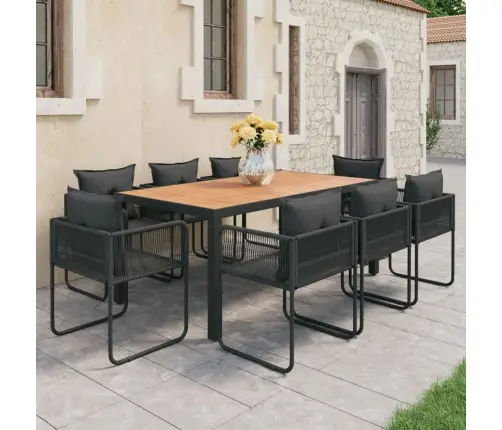 9-Osaline Aiamööblikomplekt, Pvc-Rotang, Must Ja Pruun
