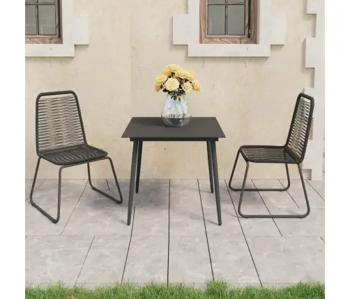 3-Daļīgs Dārza Mēbeļu Komplekts, Pvc Rotangpalma, Melns Vidaxl