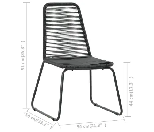 3-Osaline Aiamööblikomplekt, Pvc-Rotang, Must