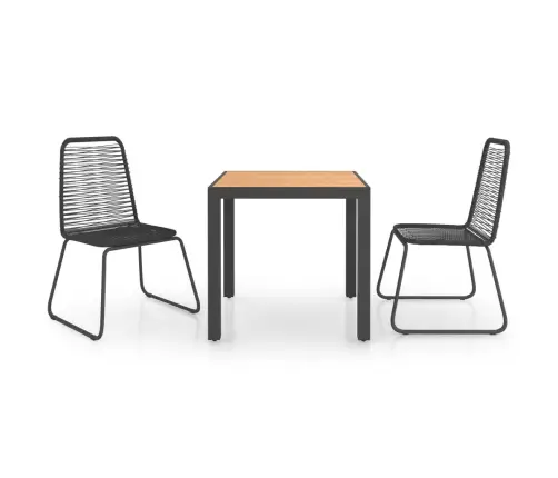 Sodo Valgomojo Komplektas, 3 Dalių, Juodas/Rudas, Pvc Ratanas