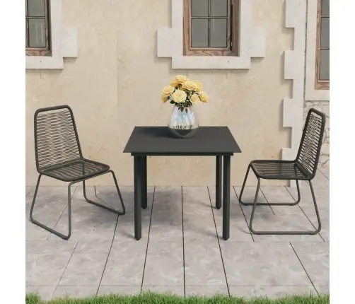 Sodo Valgomojo Komplektas, 3 Dalių, Juodas, Pvc Ratanas