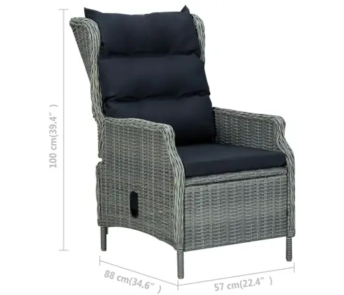 Lauko Komplektas Su Pagalvėmis, 7 Dalių, Pilkas, Poliratanas