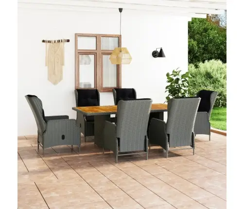 Lauko Komplektas Su Pagalvėmis, 7 Dalių, Pilkas, Poliratanas