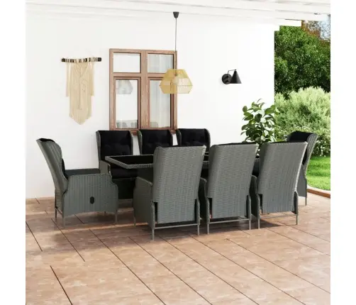 Lauko Komplektas Su Pagalvėmis, 9 Dalių, Pilkas, Poliratanas