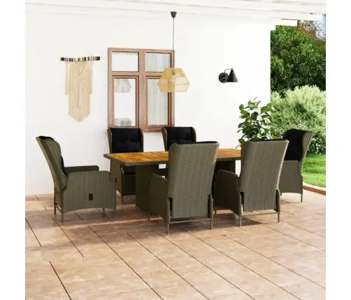 Lauko Komplektas Su Pagalvėmis, 7 Dalių, Rudas, Poliratanas